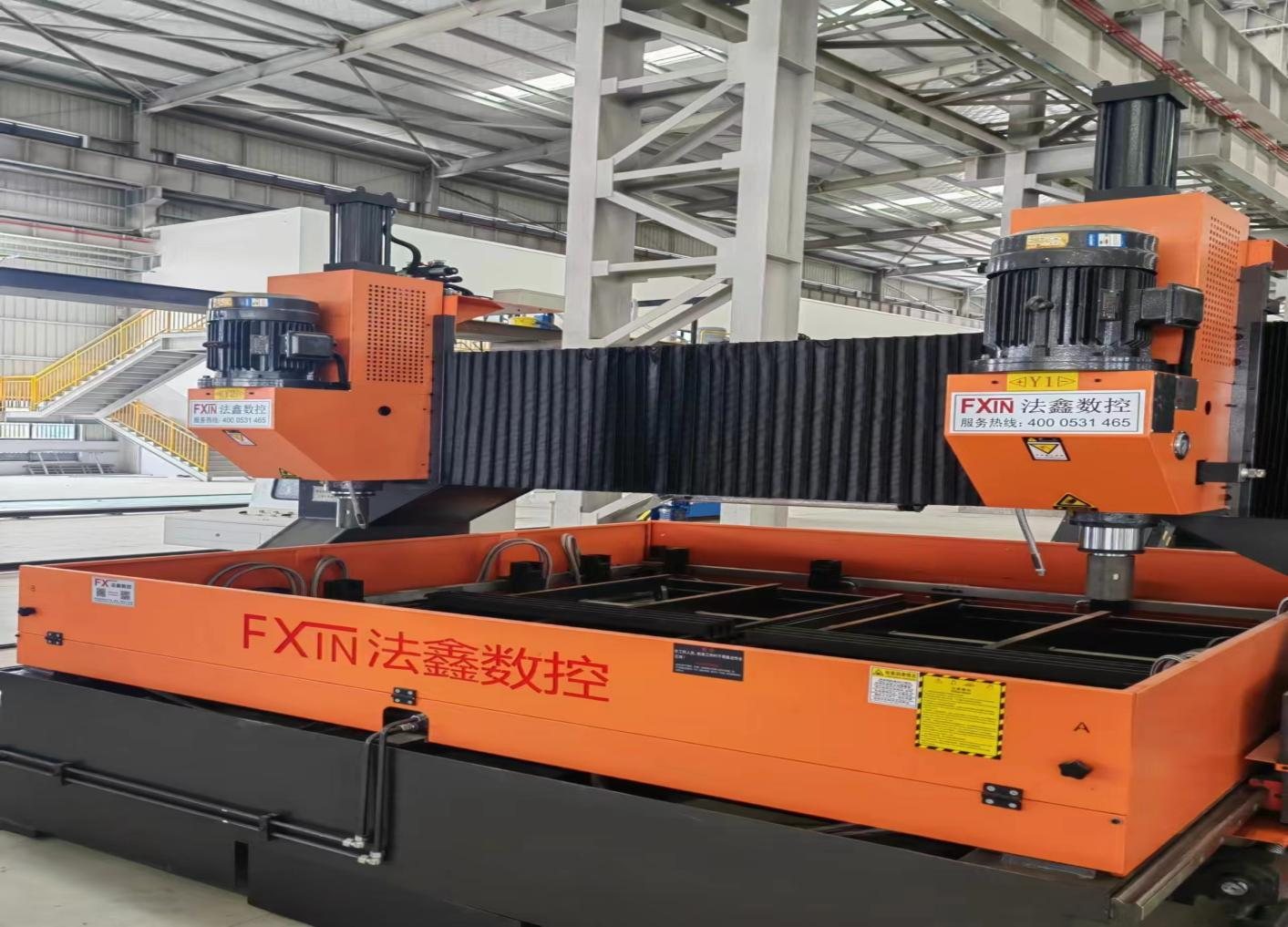 CNC plate drilling machine producing bolt hole patterns in a steel plate